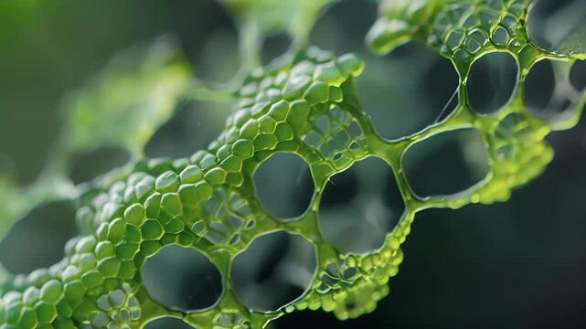 A delicate network of green apical meristem cells forming a cylinder at the tip of a plant stem.