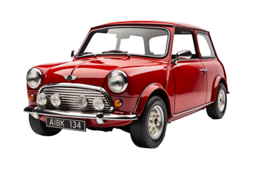 Mini Cooper small car Isolated on transparent background