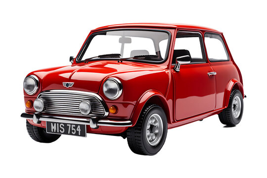 Mini Cooper small car Isolated on transparent background