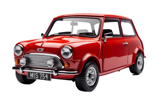 Mini Cooper small car Isolated on transparent background