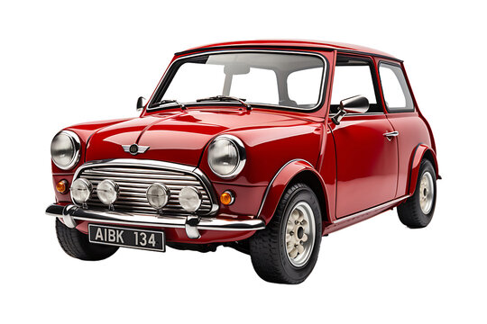 Mini Cooper small car Isolated on transparent background