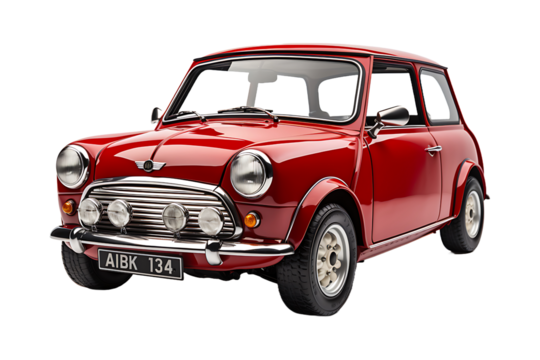 Mini Cooper small car Isolated on transparent background
