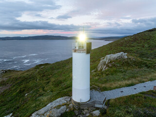 Faro de Laxe en Coruña a vista de drone