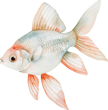 recommend clip art: Adorable watercolor illustration of a flying fish clipart for kids, featuring soft neutral colors, isolate on Transparent background