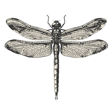 Dragonfly vintage engraved illustration 