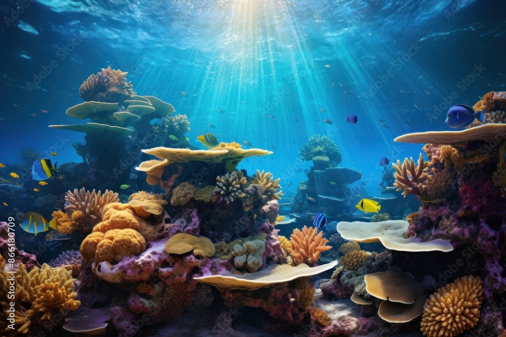 Poster Sea underwater aquarium outdoors.