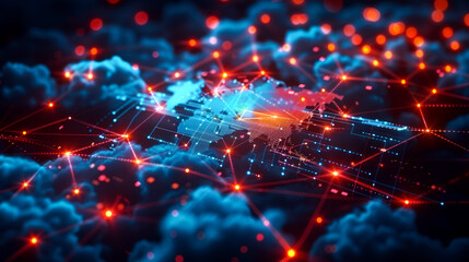 Fototapeta premium illustration interconnection of digital network