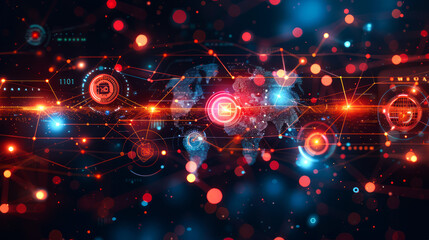 Obraz premium illustration interconnection of digital network