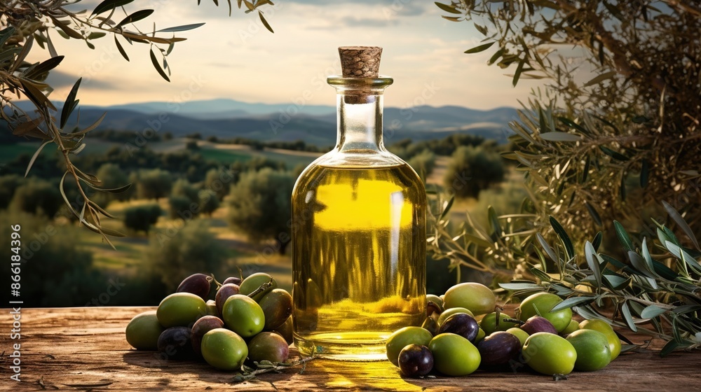 Poster olives and oil