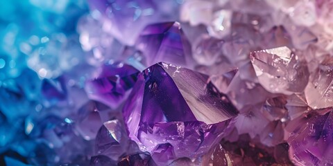 Mystical Purple and Blue Crystal Background for Magic Spells and Cleansing Rituals. Concept Magic Spells, Cleansing Rituals, Mystical Crystal Background, Purple and Blue Theme, Spiritual Photography