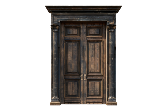 Wooden Door isolated on transparent background