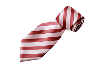 Obraz premium Striped necktie in red and white satin, classic mens tie accessory, formal businesswear fashion detail for events isolated on Transparent Background