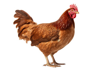 Fototapeta premium Majestic Rooster Perched on a Snowy Plain on White or PNG Transparent Background.