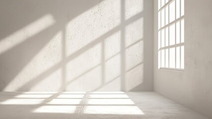 White wall with sunlight shining from the window