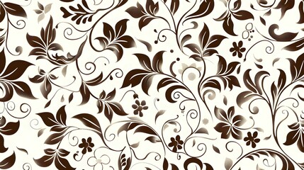 Scroll pattern, white and brown