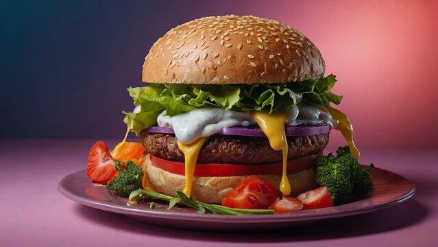 Keto diet and food items for it. Vegetables and fruits, diet burgers. Time-restricted eating. Intermittent fasting.