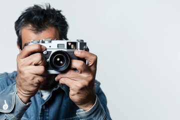 Man Holding Vintage Camera