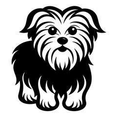 Maltese dog silhouette Vector and illustration isolated on white, design for laser cutting wall art and POD.