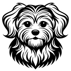 Maltese dog silhouette Vector and illustration isolated on white, design for laser cutting wall art and POD.