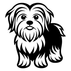Maltese dog silhouette Vector and illustration isolated on white, design for laser cutting wall art and POD.