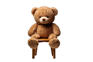 The Teddy Bears Wooden Throne on White or PNG Transparent Background.