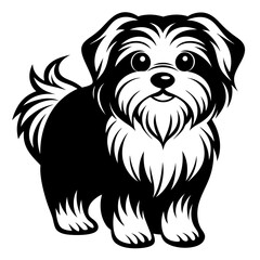 Maltese dog silhouette Vector and illustration isolated on white, design for laser cutting wall art and POD.