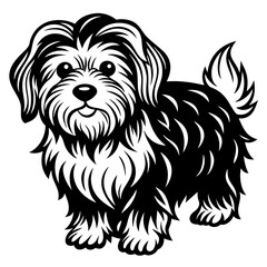 Maltese dog silhouette Vector and illustration isolated on white, design for laser cutting wall art and POD.