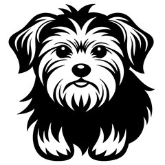 Maltese dog silhouette Vector and illustration isolated on white, design for laser cutting wall art and POD.