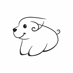 Maltese dog  cartoon Line art Vector and illustration isolated on white, design for laser cutting wall art and POD.