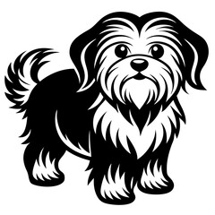 Maltese dog silhouette Vector and illustration isolated on white, design for laser cutting wall art and POD.