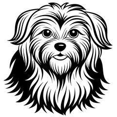 Maltese dog silhouette Vector and illustration isolated on white, design for laser cutting wall art and POD.