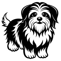 Maltese dog silhouette Vector and illustration isolated on white, design for laser cutting wall art and POD.