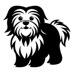 Maltese dog silhouette Vector and illustration isolated on white, design for laser cutting wall art and POD.