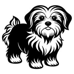 Maltese dog silhouette Vector and illustration isolated on white, design for laser cutting wall art and POD.