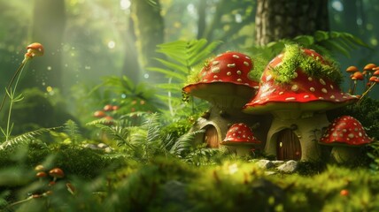 Enchanted Mushroom House in a Fairy Tale Forest