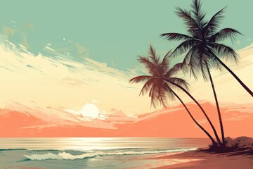 Obraz premium Seascape beach tree outdoors.