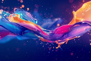 Colorful liquid paint splashes on a clean background