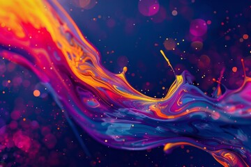 Colorful liquid paint splashes on a clean background