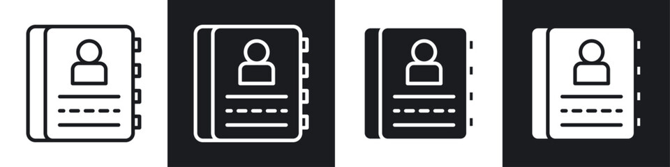 Address book icon set. email address directory vector symbol.