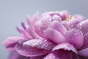 Obraz premium Captivating Peony Flower with Dewy Petals in Vivid Purple Hues