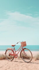 Obraz premium Ride a bicycle on the beach outdoors horizon vehicle.