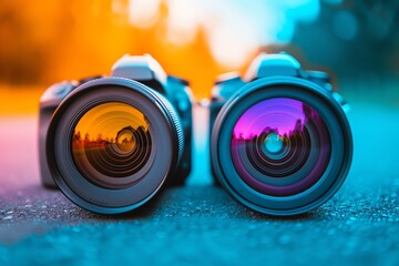 Product comparison with sidebyside images, vibrant colors, detailed specifications, usercentric design