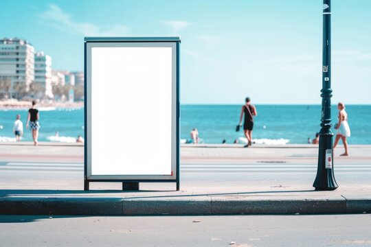 Billboard stand mockup outdoors walking electronics.