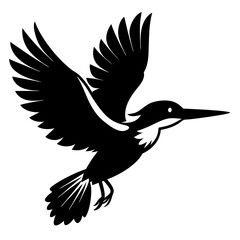 Kingfisher flying silhouette vector illustration 