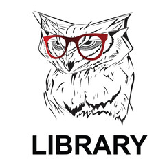 Young Owl in a red glasses. Vector illustration.