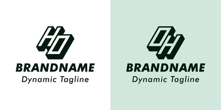 Letters HO and OH 3D Monogram Logo, Suitable for business with OH or HO initials