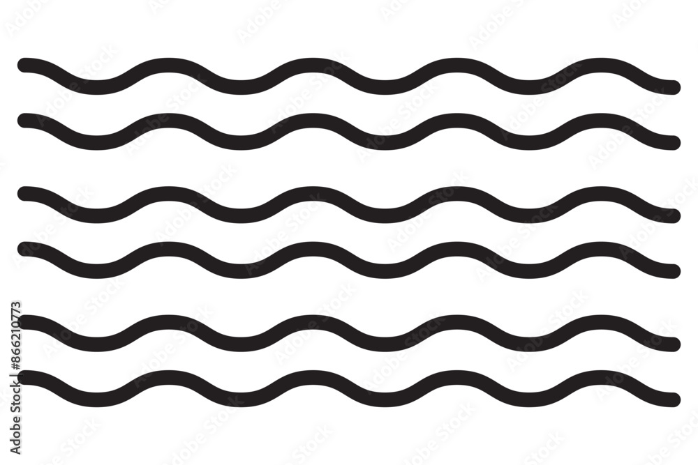 Wall mural set of thin line waves vector, collection