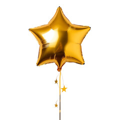 One golden star-shaped balloon png on transparent background