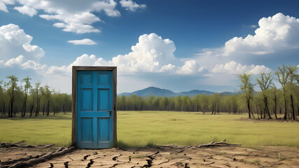 Deforestation concept. Trees cut down in forest. Environmental damage.  AI generated image.