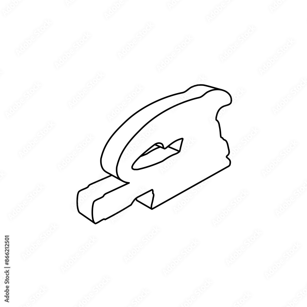 Poster the outline of a large sanding machine symbol is made with black lines. 3d view of the object in per